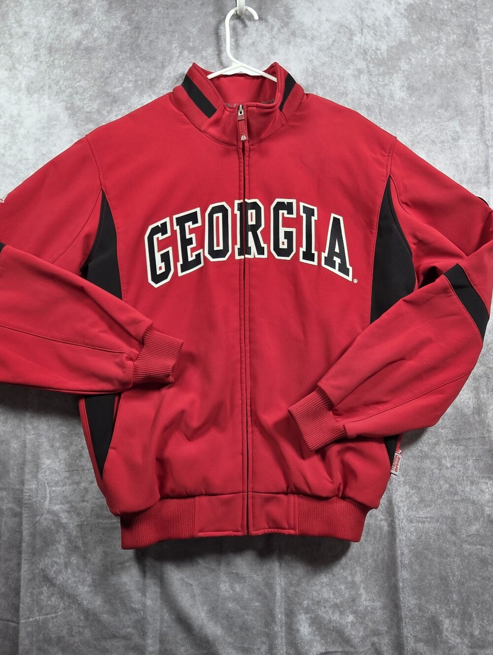Vintage Georgia Bulldogs Majestic Track Jacket Mens L Red Full Zip Softshell